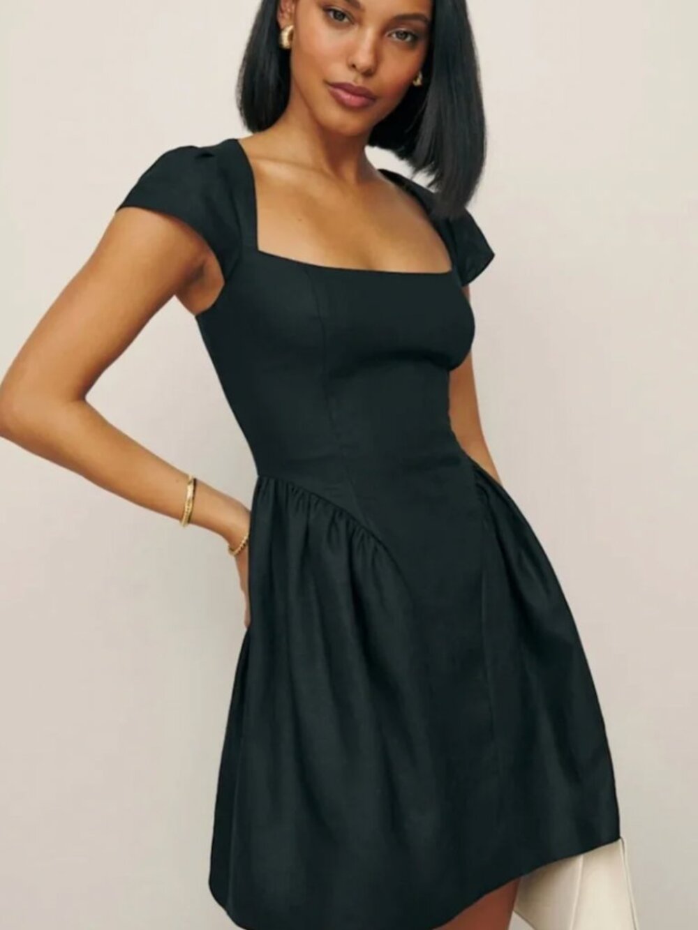 Reformation Black Oaklyn Linen Dress Size 4